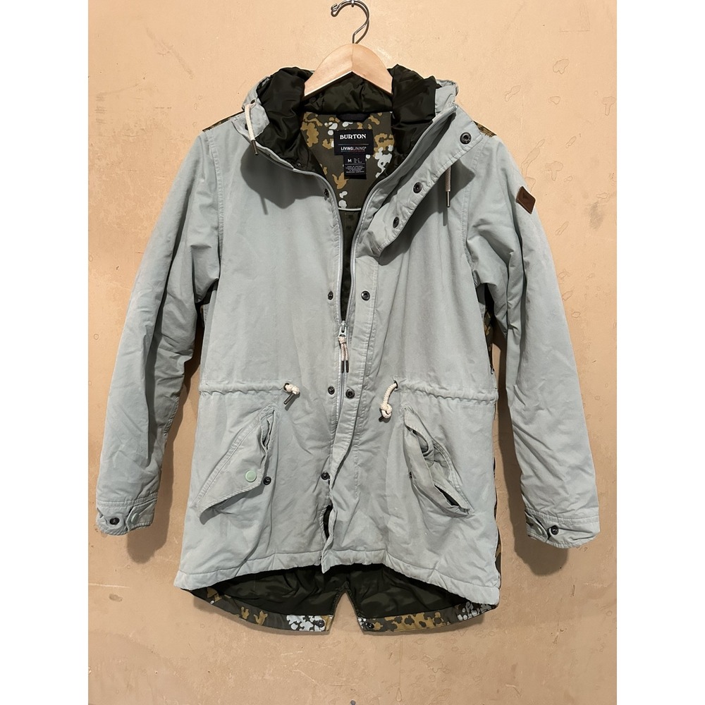 Burton Jacket Women Size M‎ Green/Camo Living Lining Snowboard Ski Hooded